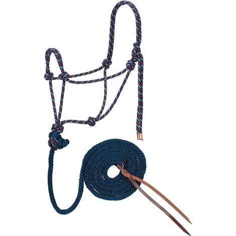 1 Licol Et Longe Cheval Corde Polyester Tressée Motif Diamant Double Sangle Muserolle Têtière Équitation