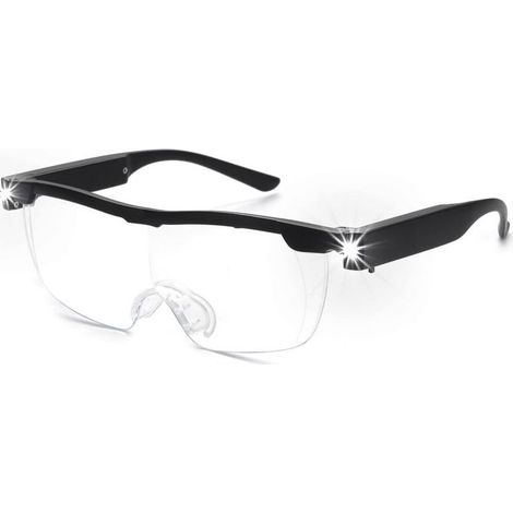 Lunettes loupes 180 % avec lumière LED rechargeable - Lunettes grossissantes puissantes - Lunettes mains libres pour travail rapproché, artisanat, bijoutiers, lecture, loisirs (1/4)