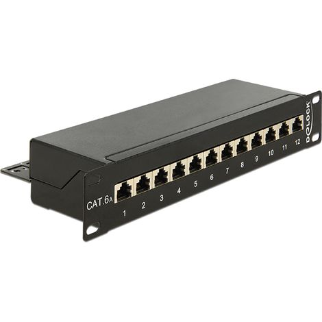 10 patchpanel 12 port cat.6a schwarz delock