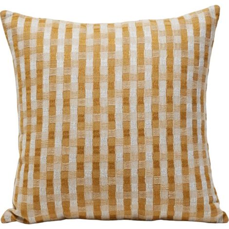 Housse de coussin en Jacquard bicolore à carreaux CASTIN (1/5)