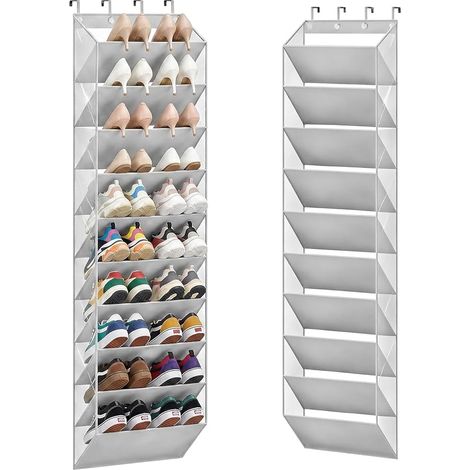 Porte Chaussures Mural Range Suspendu, Capacité Rangement Porte avec Poches Profondes pour Baskets et Bottes (1/5)