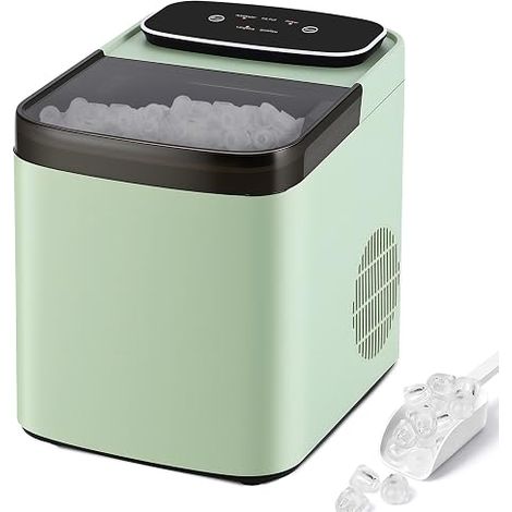 GBLY Macchina Ghiaccio Compatta Silenziosa Veloce 9 Cubi in 6 Min 2 Misure 14kg 24h Arresto Auto Autopulente Verde (1/5)