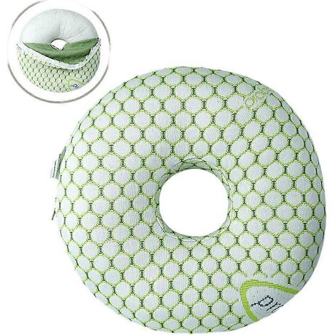 Oreiller rond à un seul trou pour les oreilles, coussin de protection pour la nuque pendant le sommeil latéral, avec doublure amovible et lavable ( ) (1/3)