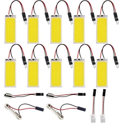 10 Pièces Super Lumineux Blanc économie D'énergie 5050 36-SMD LED, Panneau Dôme Lampe Auto Voiture Intérieur Plaque de Lecture Lumière Plafond de Plafond Intérieur Filaire Lampe (DC 12V) (1/3)