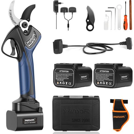 SWANSOFT Sécateur électrique 40 mm avec batterie 4Ah+4Ah et écran LED pour vergers - Outils de jardinage 758 (1/5)