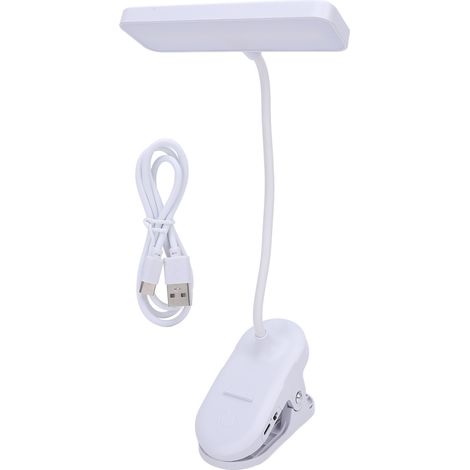 Desk Clip On Lamp 3 Color Temperature Stepless Dimming Rechargeable LED Desk Lamp with Clamp Reading Light for Headboard Bed (1/5)
