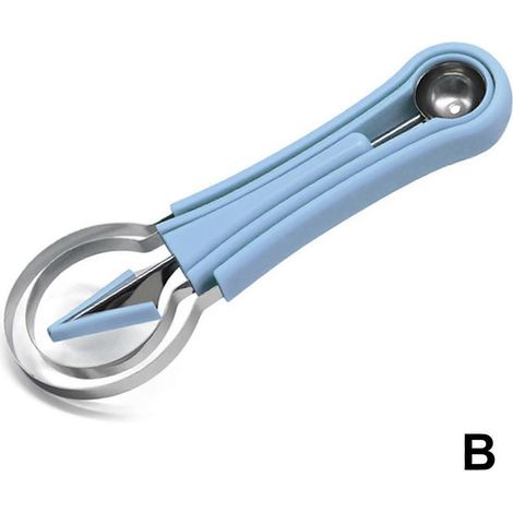 Cuillère à pastèque 4 en 1 avec couteau à découper les fruits et l'eau, couteau en acier, outil de cuisine, séparateur de pulpe, accessoires de cuisine