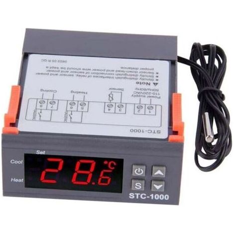 Contrôleur de température AC 110V-220V, Thermostat Numérique Tout Usage STC-1000 avec NTC Sonde de Capteur de Température, Centigrade Regulateur de Temperature, Chaleur/Refroidissement (1/4)
