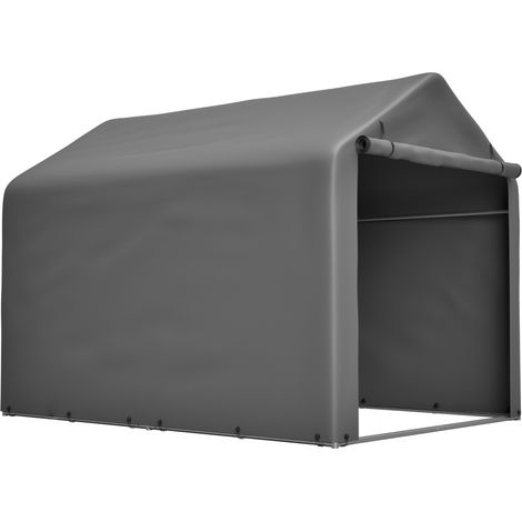 CHICFURN Garaje para bicicletas 160 x 220 x 165 cm en metal y PE gris con puerta enrollable (1/5)