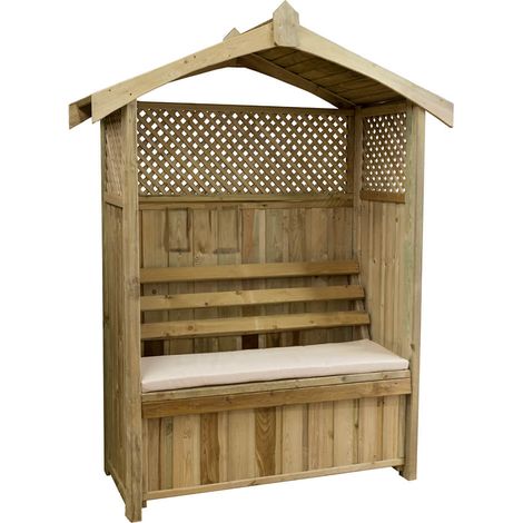 Zest Dorset Arbour Wooden Garden Seat & Storage Box & Stone Seat Pad Cushion (1/5)