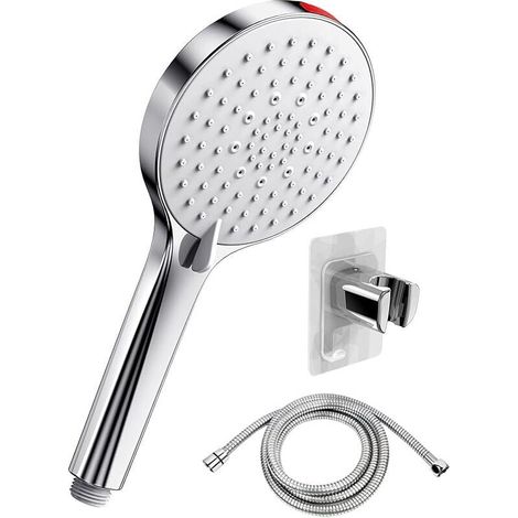 FOREHILL Duschkopf mit Schlauchhalter • Hochdruck-Duschkopf mit Anti-Kalk-Funktion, wassersparender Duschkopf mit 5 Strahlarten, 125 mm breit