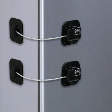 Noir Lot de 2 Serrure Frigo avec Code, Cadenas Frigo pour Enfants, Adhésive Verrou de Réfrigérateur à Combinaison, Securite Bloque pour Porte Frigo Fenêtre Placards Armoires (1/5)