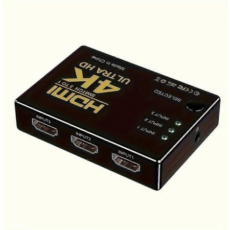 Répartiteur HDMI 4K/2K 3x1, adaptateur de commutation vidéo haute définition 1080p, 3 entrées, 1 sortie HDMI, compatible avec PS4, TV HD, PC, ordinateur portable et téléviseur (1/5)