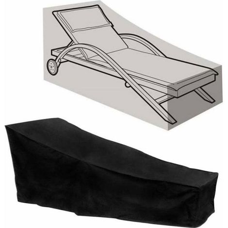 Housse Transat 210D Oxford 200x75x40/70cm Noir, Imperméable Anti-UV, Protection (1/4)