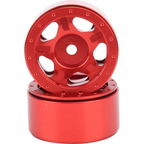 Satz mit 2 Radnaben aus Aluminiumlegierung für Axial SCX24 90081 1/24 RC-Car (rote Ersatzteile) (1/5)