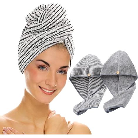 Juego de 2 toallas turbante de microfibra húmedas para el cabello, de secado rápido. (1/5)