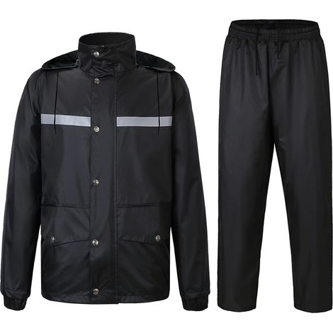 Regenmantel-Regenbekleidung, wasserdichter Regenanzug mit Kapuze, wasserdichtes Outdoor-Set aus Jacke und Hose für Herren (XXL) (1/4)