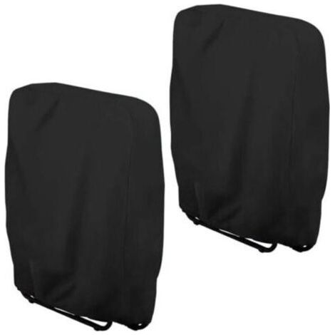 2 housses de protection pour chaises de jardin pliantes 71 x 34 x 110 cm en tissu Oxford 210D noir imperméable, coupe-vent et anti-UV (1/4)