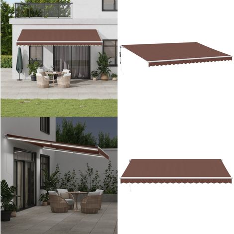 Markise Manuell mit LED Braun 500x300 cm - Markise - Gartendekoration - Sonnenschutz - Outdoor Möbel - Terrassenzubehör - Home & Living (1/5)