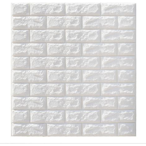 5PCS 3D Sticker Autocollant Mural - Bricolage Brique Mousse Papier Peint Imperméable - 70x77CM - Blanc Sasicare
