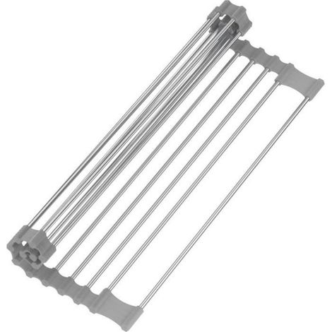 Égouttoir Vaisselle INOX - - Portable - 43.5x28.5 cm - Multi-grille - Gris (1/5)