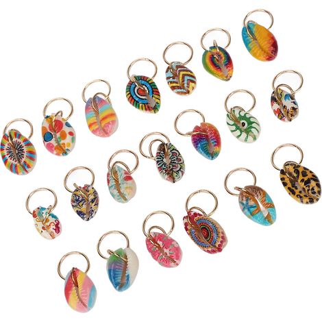 Lot de 20 anneaux en coquillage pour dreadlocks, accessoires de coiffure mignons et raffinés à réaliser soi-même. (1/5)