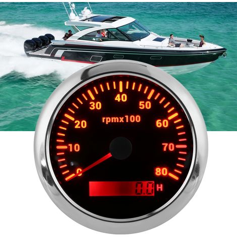 Tachomètre 85mm 0‑8000RPM Étanche IP67 Rétro‑éclairage 7 Couleurs pour Bateau Camping‑car 9‑32V Noir (1/5)
