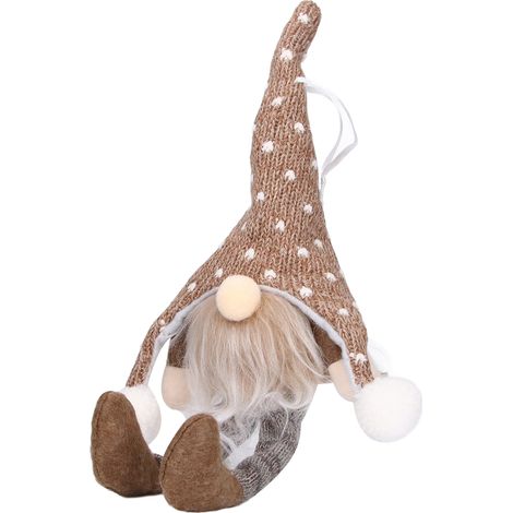 LED-Weihnachtsbaum-Lichterkette, gestrickte Waldfigur mit langen Beinen, Hängedekoration für den Weihnachtsbaum, gesichtslos, mit eingebauter Batterie, braun, YV0036705 (1/5)