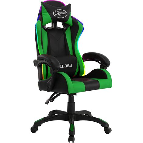Maison Exclusive - Gaming-Stuhl mit RGB LED-Leuchten Grün und Sch (1/5)