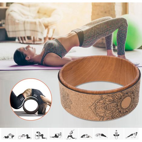Roue de yoga en caoutchouc PU, outil de musculation et de fitness pour le dos et le renforcement musculaire. Anneau intérieur imitation bois. (1/5)