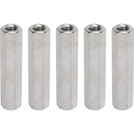 Kit d'écrou d'accouplement hexagonal M8 argenté, 5 pièces, pratique et sûr en acier inoxydable pour Machine industrielle (1/5)