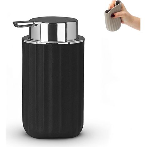 Dispenser sapone nero con dosatore cromato in gomma termoplastica - Gummy