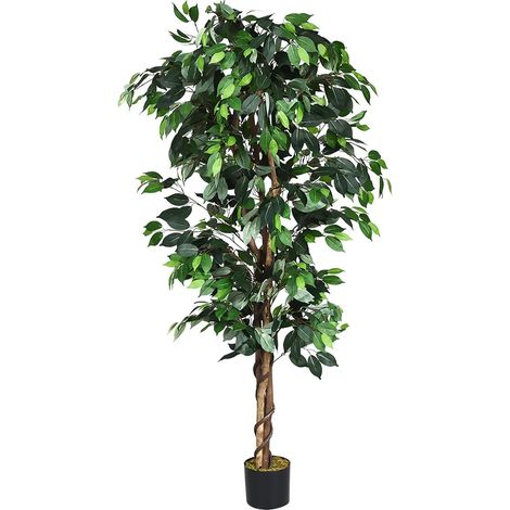 Planta decorativa de interior de 180 cm planta artificial decorativa con 1008 hojas y tronco natural