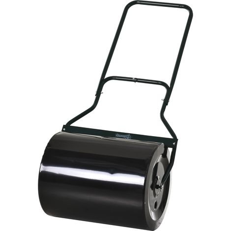Rullo da Giardino in Metallo Impermeabile Nero, Serbatoio Fino 60 Litri (Acqua o Sabbia), 57x40x123cm