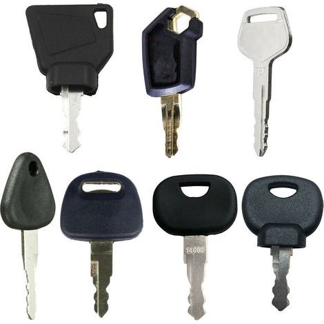 Set of 7 keys for JCB, CAT 14603 and Hitachi hydraulic excavators (critical equipment). (1/4)