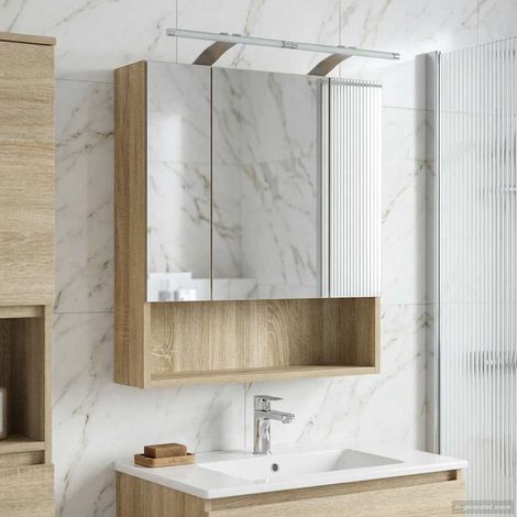 vidaXL  Bathroom Mirror Cabinet  with Shelf Sonoma Oak 60 x 14.5 x 70 cm