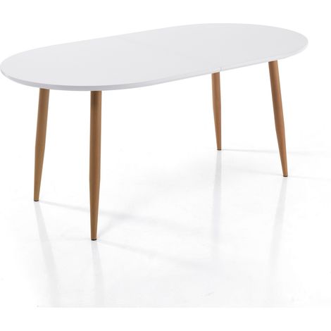 Tavolo allungabile effetto legno laccato bianco cm H.75 x P.90 x L.160