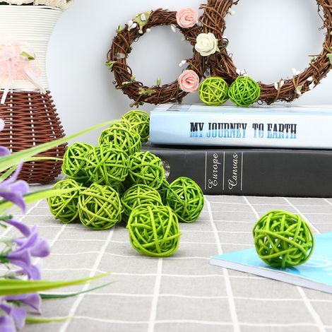 20 boules de rotin pour décoration de jardin, mariage, fête, Noël (vert) (1/5)