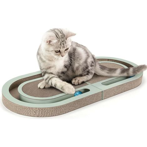 Cardboard Cat Scratching Post, Cat Scratcher with Bell Ball, Reversible Cat Scratching Board