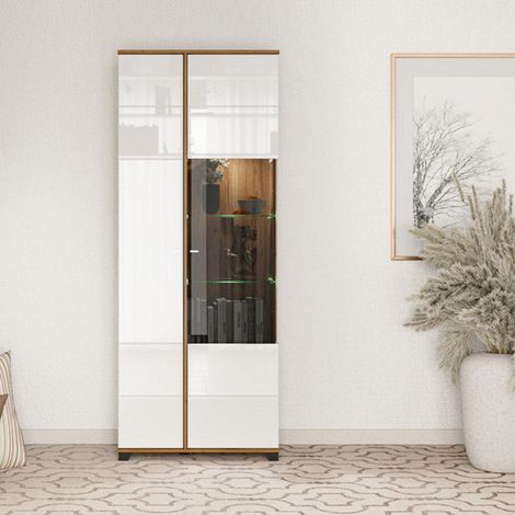 Vitrina Arentino, Mueble Expositor 8 Estantes, Puertas Batientes, 2 Puertas, 78.5x40x200.5h cm Blanco (1/5)