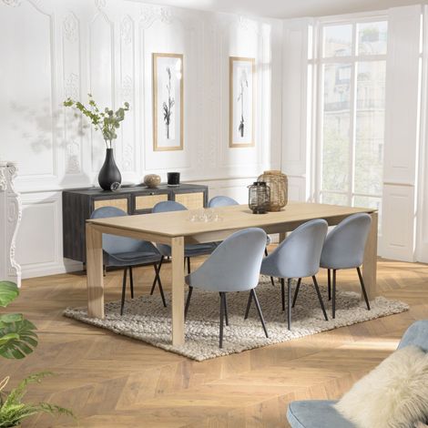 MAXENCE - Table à manger rectangulaire extensible 220/320cm bois chêne (1/5)