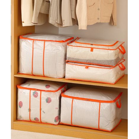 Sac de rangement pour couette transparent imperméable anti‑poussière, poignées renforcées, pliable, plusieurs tailles disponibles, pour armoire, sous lit, chambre et lors de vos déménagements (1/5)