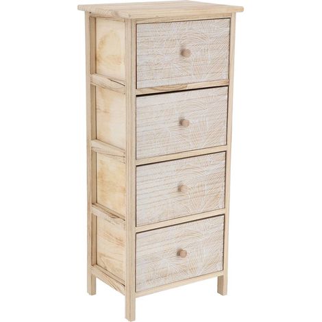 Möbel paulownia mdf pappel 4 schubladen bedruckt esteban holzknöpfe - natur weiss - Tendance (1/5)