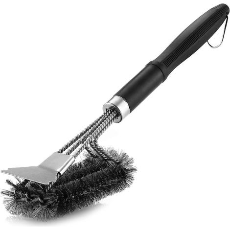Filiyano-Brosse pour barbecue, brosse de nettoyage 3 en 1 avec long manche, brosse et grattoir, pour barbecues à gaz, barbecues à charbon, fumoirs (1/5)