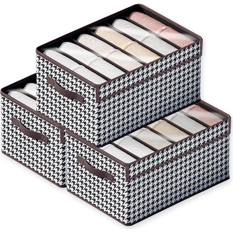 Coffret de rangement et de rangement en tissu 3 pièces, séparateurs de tiroirs à vêtements, boîtes de rangement pliables (6 couches) (1/5)