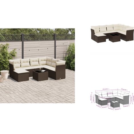 8-tlg. Garten-Sofagarnitur mit Kissen Braun Poly Rattan - Garten Sofagarnitur - Garten Sofagarnituren - Outdoor Sofagarnitur - Sofagarnitur Terrasse