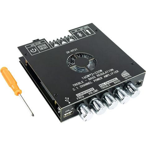 Amplificateur Audio 2.1 Canaux - Carte Amplificatrice TDA7498E - 160 W × 2 + 220 W Caisson de Basses - Entrées Bluetooth/AUX/USB - Alimentation DC 15-36 V - Pour Enceintes DIY ×1 (1/5)