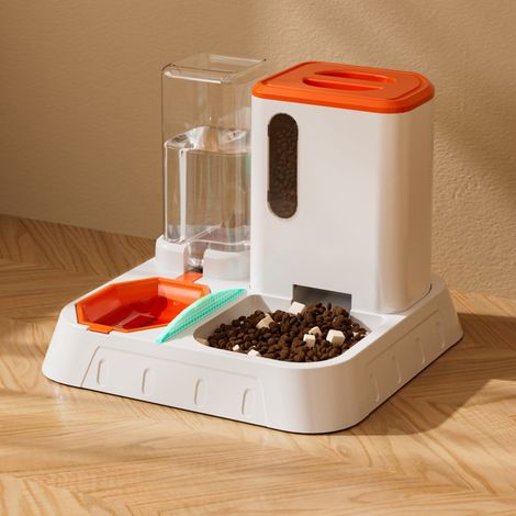 Distributeur Automatique Nourriture Eau - 2-en-1 Antidérapant Grande Capacité Pour Chiens Chats Lapins - 1 Unité (1/5)
