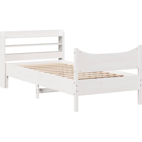 Maison Exclusive - Cadre de lit avec tête de lit blanc 75x190cm bois de pin massif (1/5)