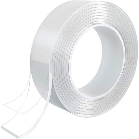 Nano Tape, Ruban Adhésif Nano Réutilisable, Transparent Traceless Double-Face, Lavable et Résistant pour Les Articles à Coller, 2mm x 3cm x 5m (1/5)